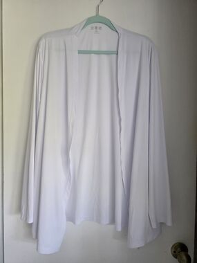 UPF50 Quick Dry White Open-Front Women's Cardigan 2x